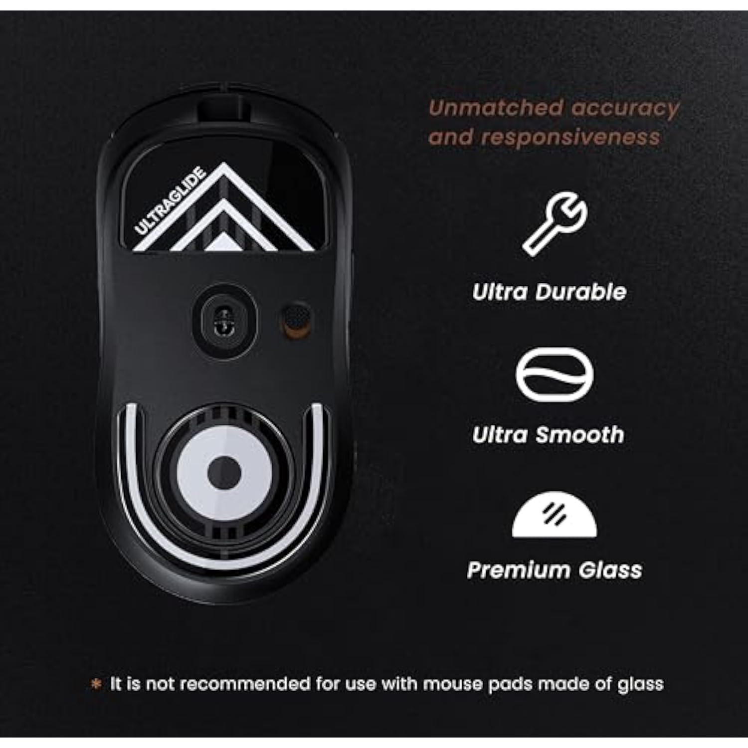 PWNAGE Ultraglide Glass Skates Feet for G Pro X 2 Superlight GPX 2, Ultra-Smooth and Durable, 3M Adhesive, fit for Gaming Mouse Black and White