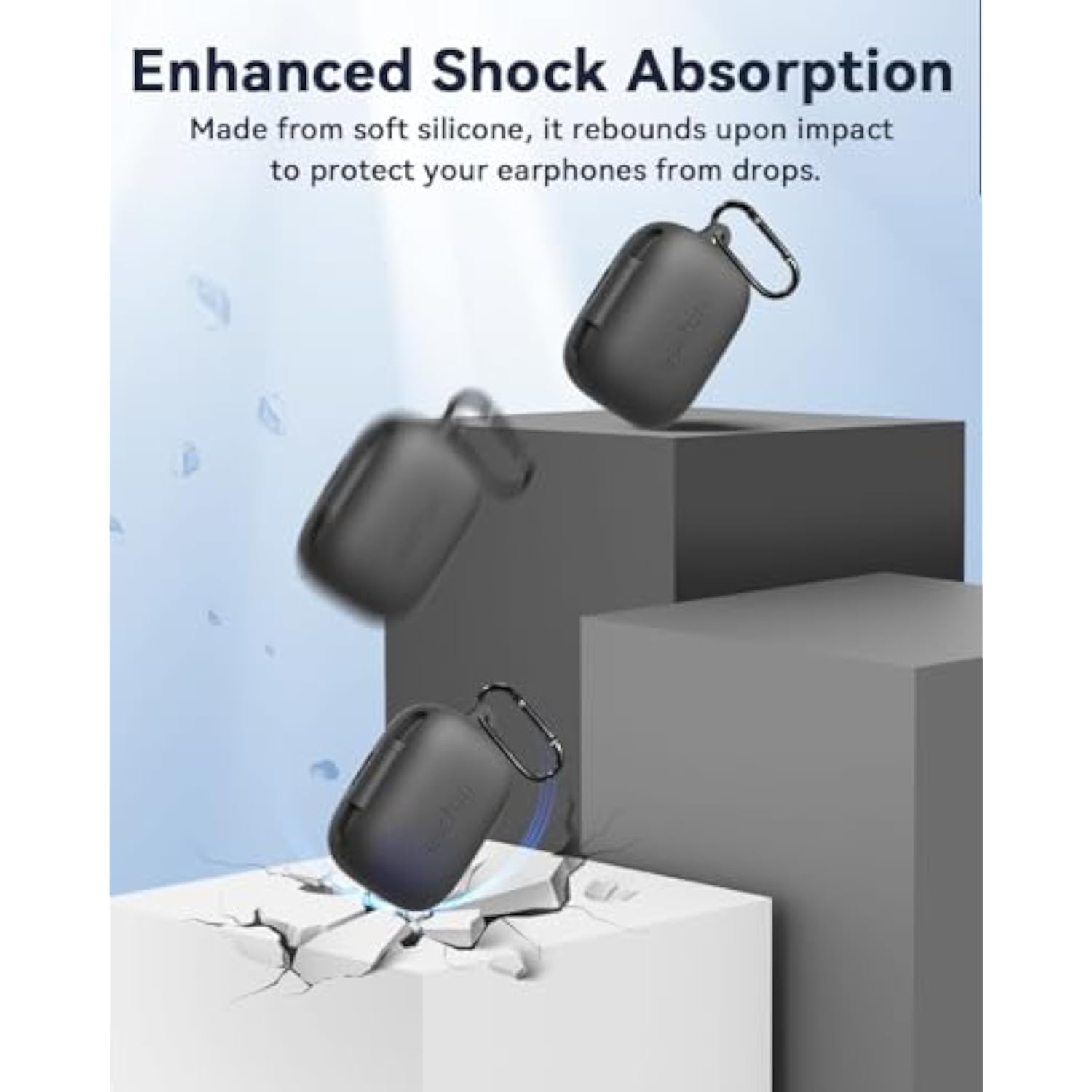 Protective Case Cover For Air Pro 4, Soft Silicone Protective Case With Keychain, Shock-Proof, Full Protective Cover, Supports Wireless Charging, Black