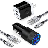 Usb C Fast Car Charger For Iphone 16E 16 15 Pro Max Samsung Galaxy A16 A15 A36 A56 S25 S24 Fe S23 Ultra Z Flip6 Fold6 A55 A35 A54 A14 A13 5G, Rapid Wall Charger+Car Charger Adapter+2 Type C Cable 3Ft