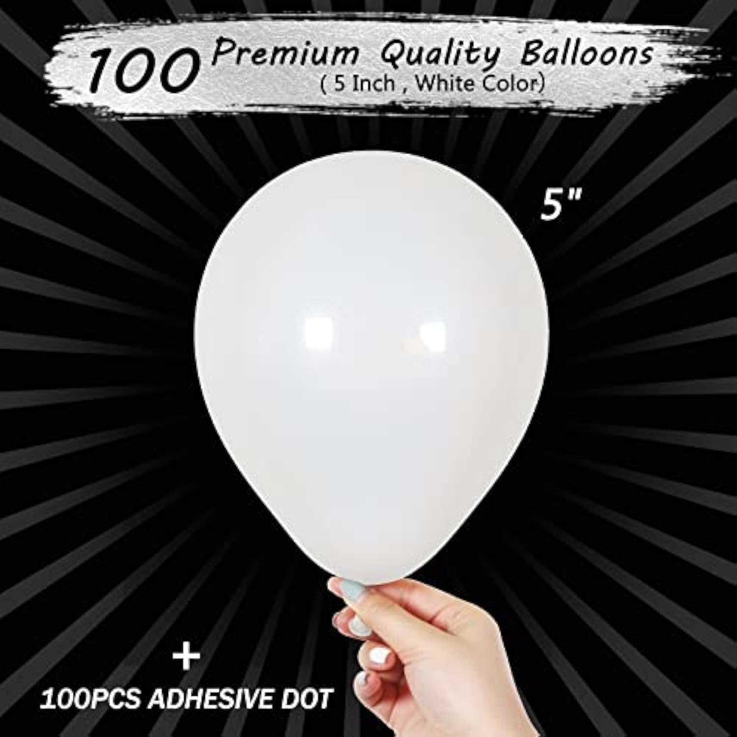 100 Pack 5" White Balloons for Parties & Events