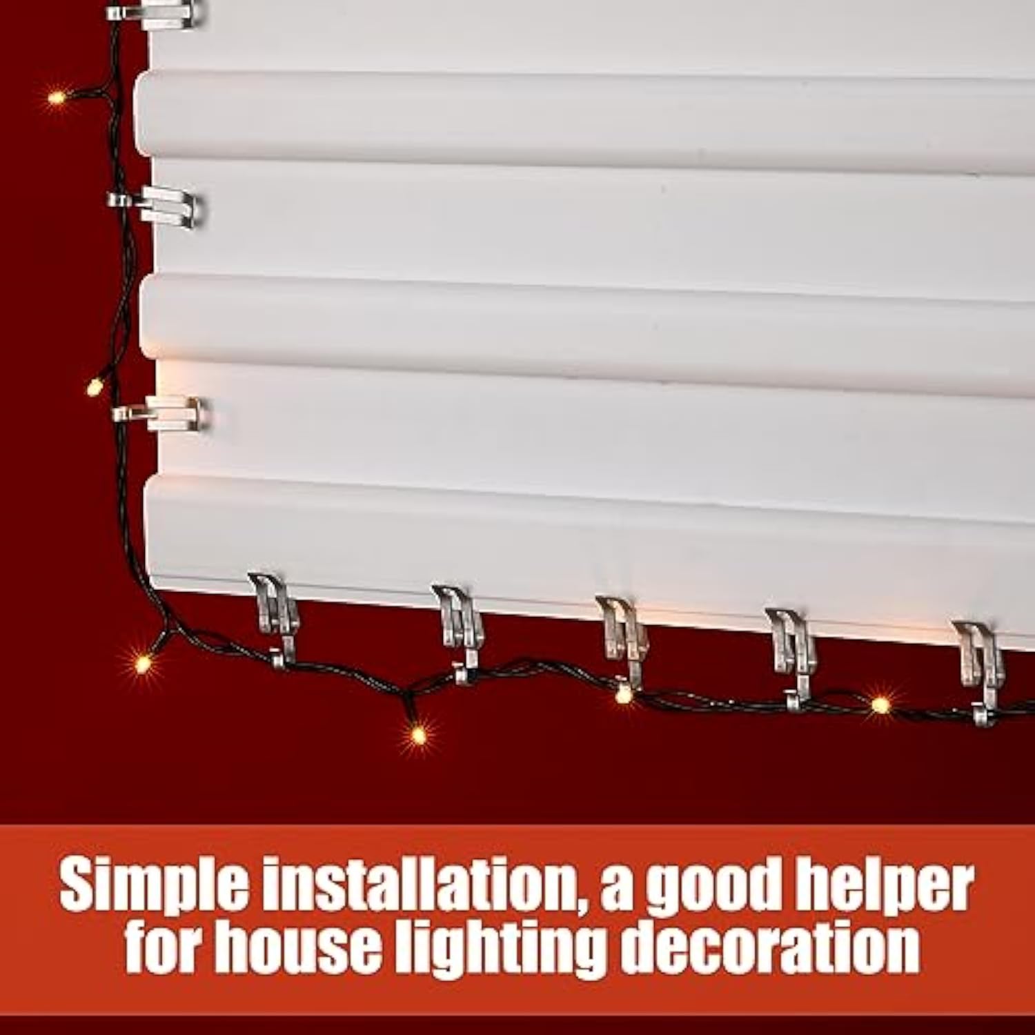 100 Pcs Christmas Light Clips Metal Gutter Hooks For Outdoor Xmas Hangers For Shingles Roof Seasonal Lighting Gutter Clips Hanging Festival Xmas Outside Decoration