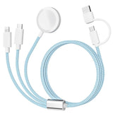 Charging Usb C Watch Phone Charger 3 In 2 Cable, Compatible With Apple Watch Ultra Se Series 1-8, Universal Travel Multi Devices All In One Cord, 4Ft/1.2M-Blue