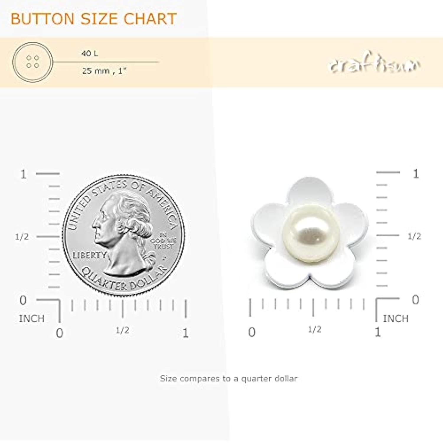 Cute White Flower Shank Sewing Buttons 20 Pcs - 25Mm, 1"