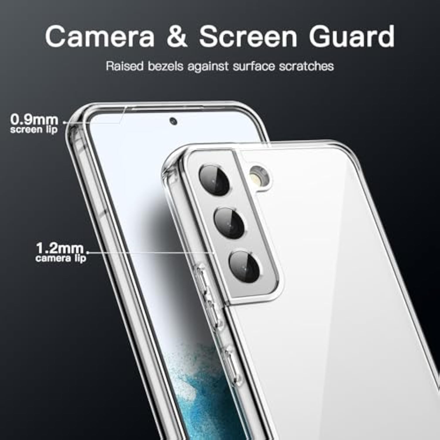 Jetech Case For Samsung Galaxy S22 5G 6.1Inch, Nonyellowing Shockproof Bumper Protective Phone Cover, Antiscratch Hard Pc Back (Clear)