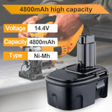 1Pack 4.8Ah Dc9091 Ni-Mh Replacement For Dewalt 14.4V Battery Compatible With Dewalt 14.4 Volt Battery Dw9091 Dw9094 De9091 De9092 De9038