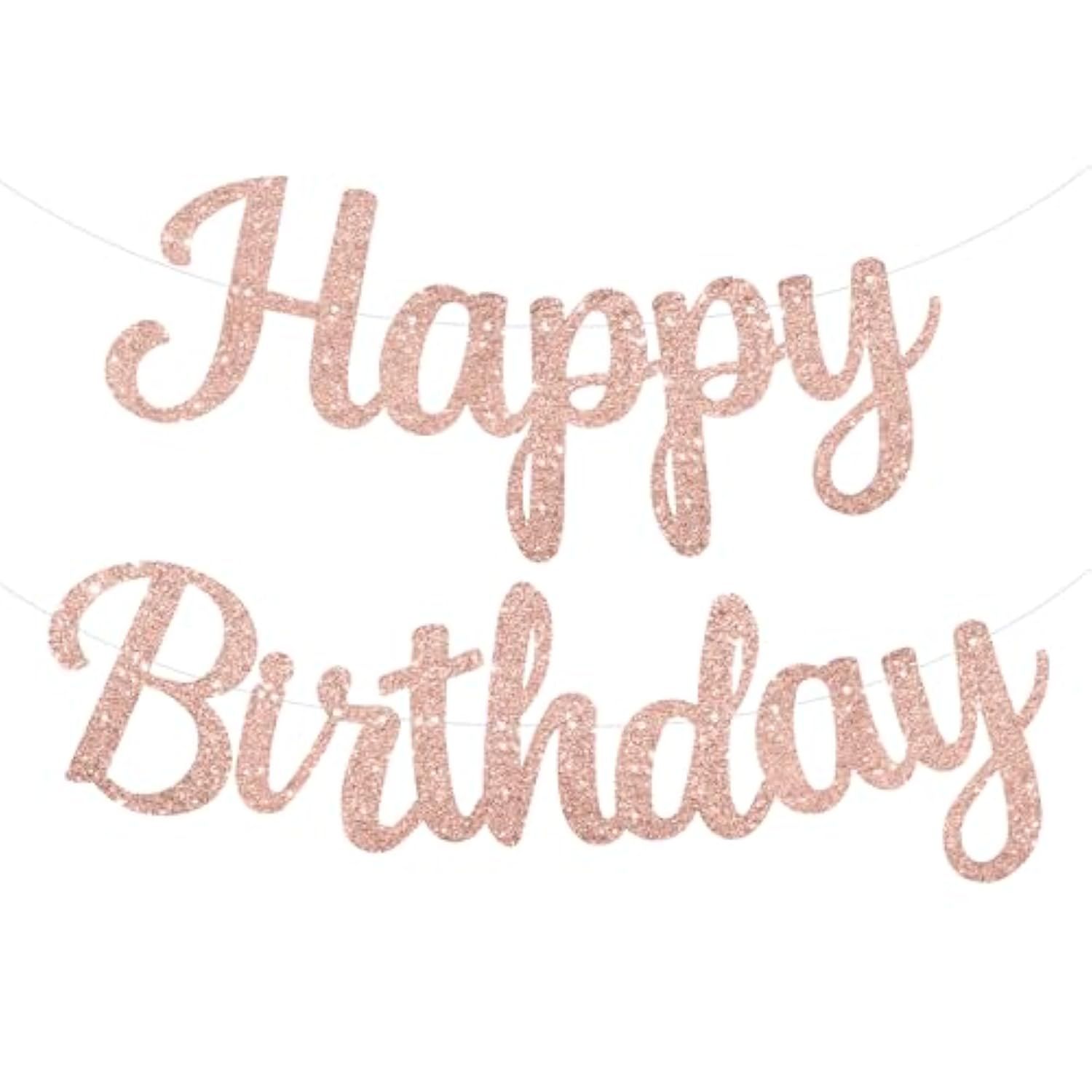 Pre-Strung Rose Gold Happy Birthday Banner No Diy For Women Men Party Decorations