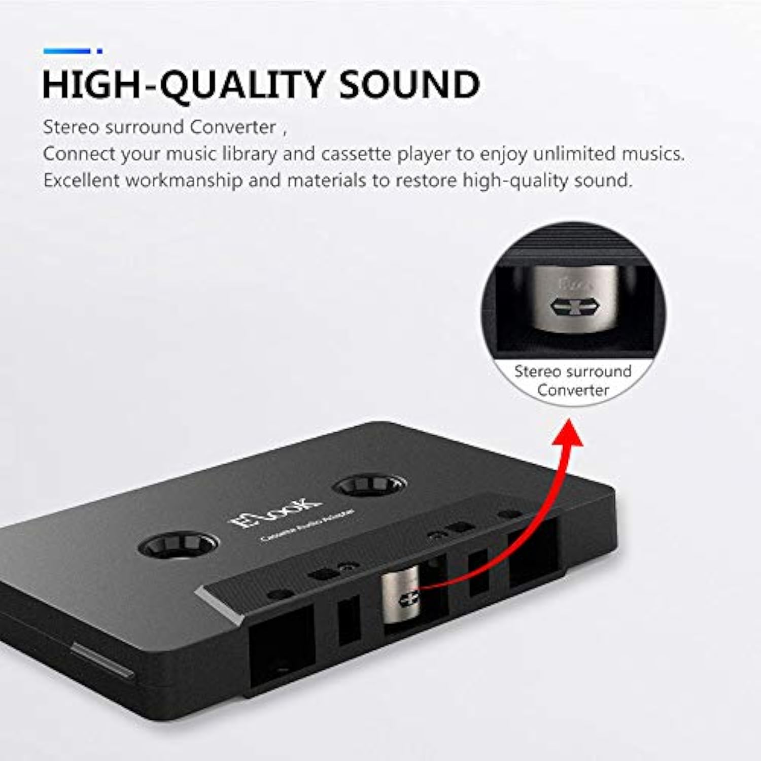 Car Cassette Aux Adapter Kit, With A Smartphone To 3.5 Mm Headphone Jack Adapter For Phone, Mp3 Ect. Black