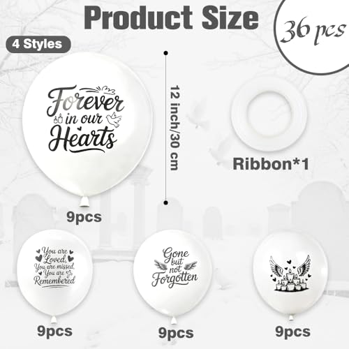 36 PCS Peace Funeral Memorial Balloons Remembrance Balloons Release in Sky