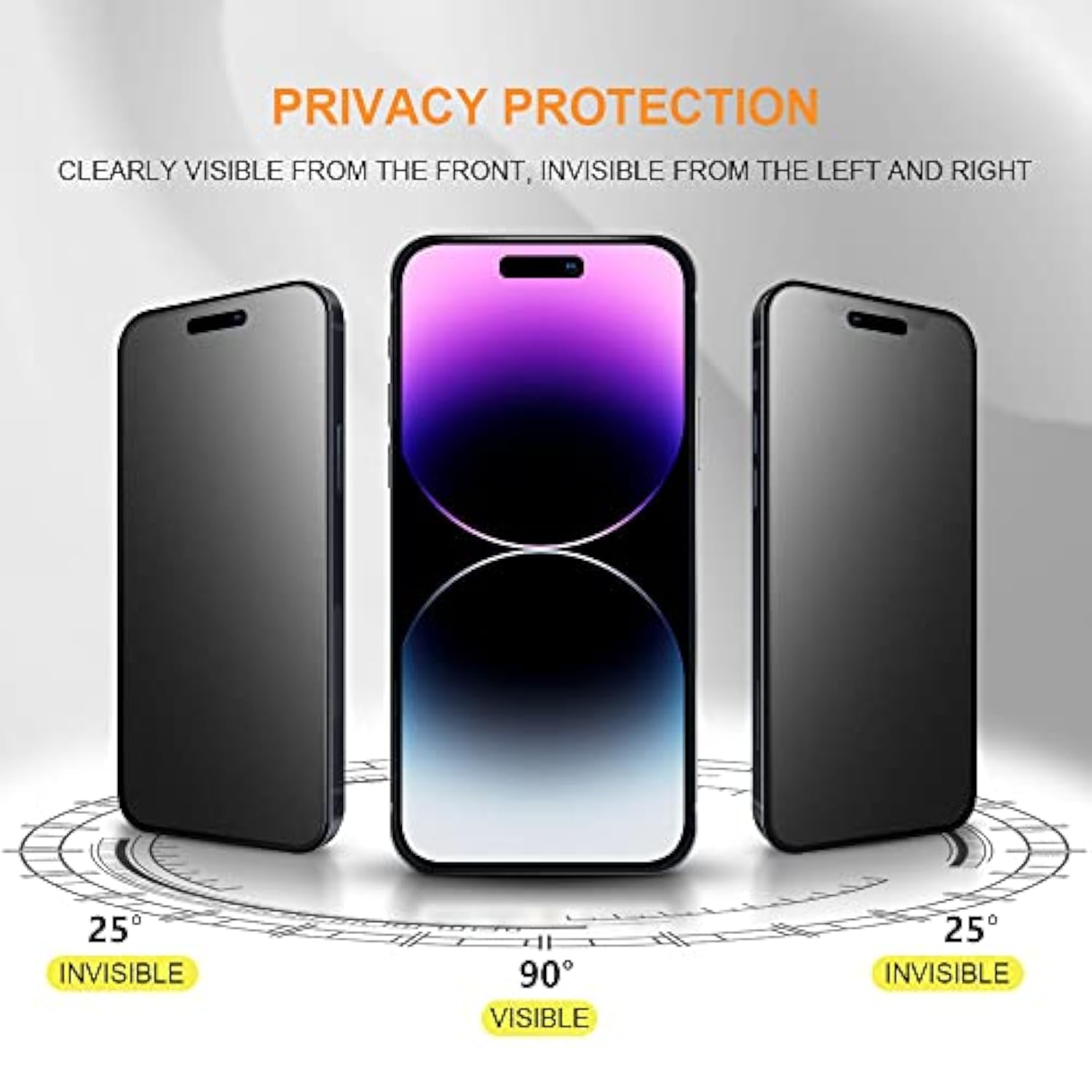 For Iphone 14 Pro Max 6.7" Matte Privacy Screen Protector With Camera Lens Protector Full Coverage Anti-Glare Anti-Spy Tempered Glass Film Anti-Fingerprint No Black Border Easy Installation