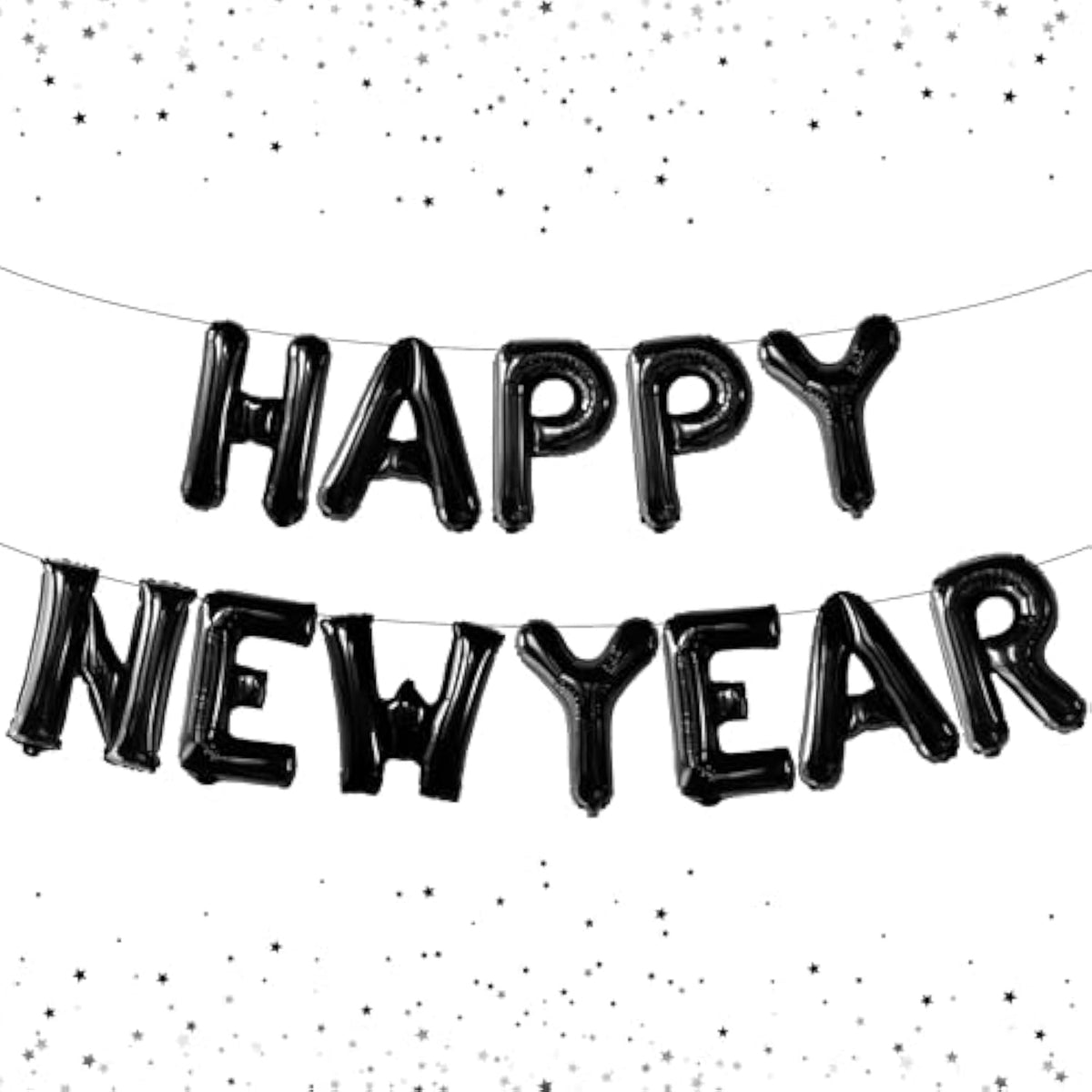 Black Happy New Year 2026 Balloons 16 Inch NYE Party Supplies