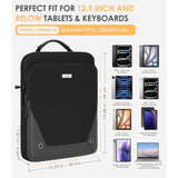 MoKo 12.9 Inch Tablet Sleeve Bag 360° Protection Compatible with 13 Inch New iPad Pro M4 & Air M2 2024, iPad Pro 12.9 M2&M1, Galaxy Tab S8/S9 Plus 12.4" 2023, with Handle and Shoulder Strap, Black