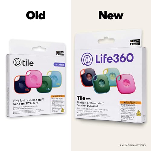 Tile - Bluetooth Tracker, Keys Finder And Item Locator For Keys, Bags And More. Phone Finder. Both Ios And Android Compatible. 4-Pack (Colors)