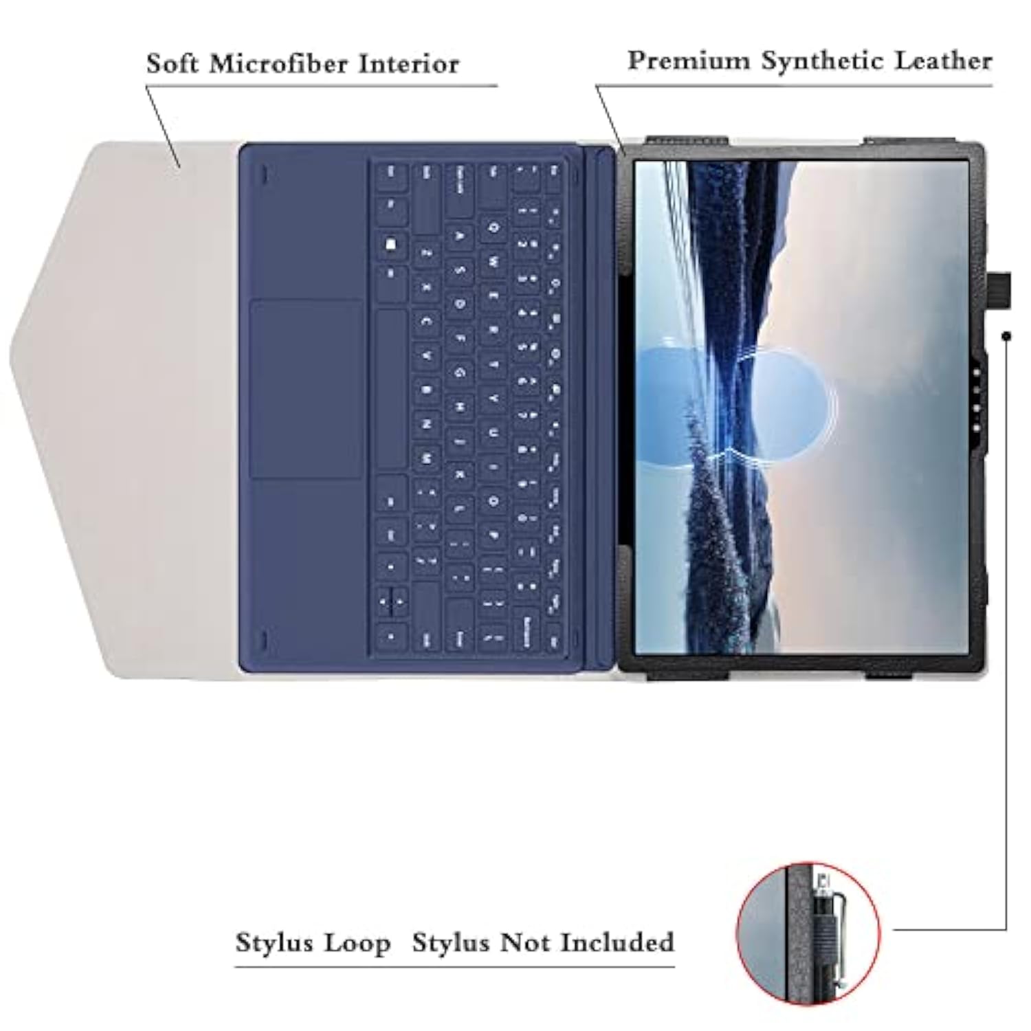 For Dell Xps 13 2-In-1 9315 Case, Pu Leather Folio With 2-Folding Stand Cover For 13.4" 2-In-1 Tablet, Black