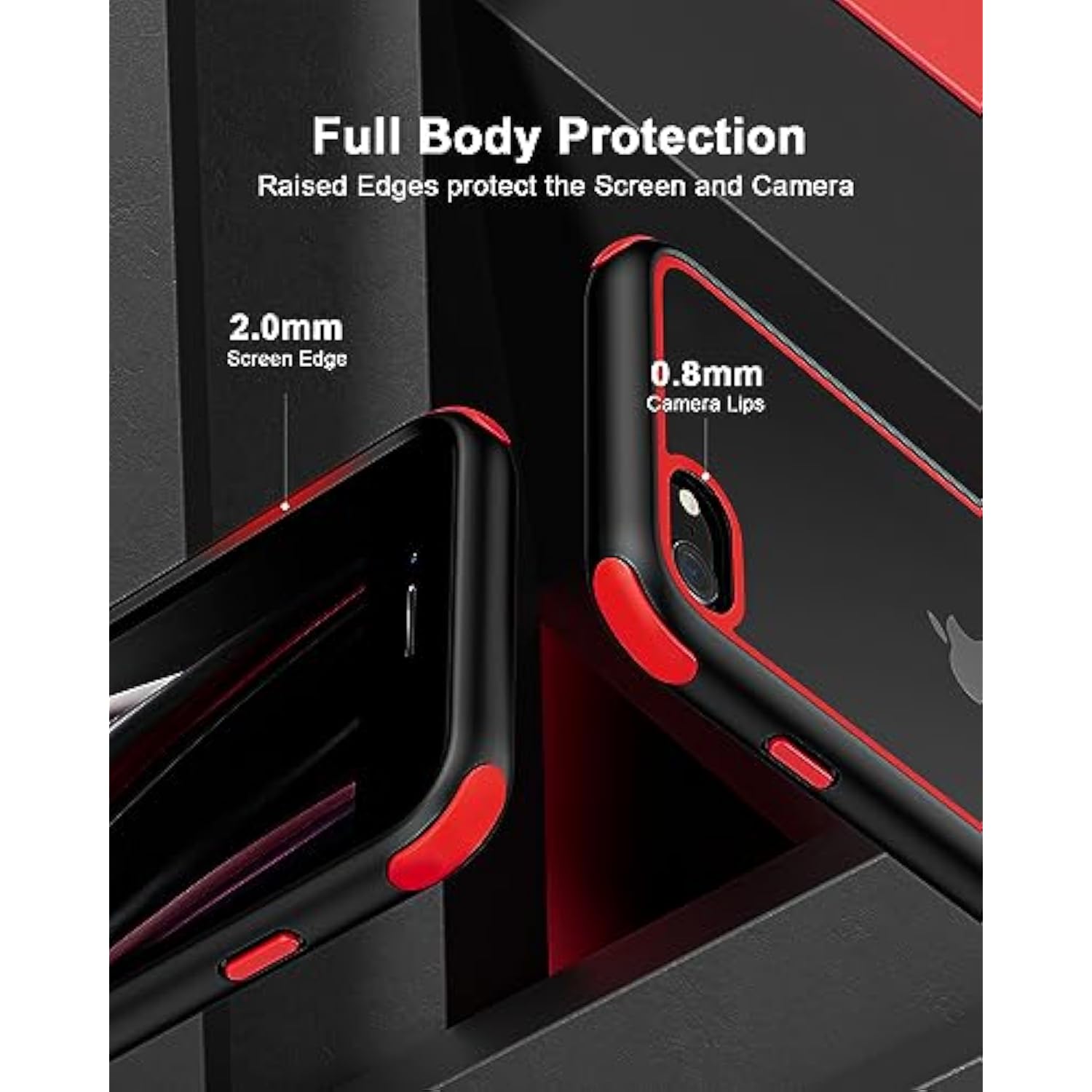 Compatible With Iphone Se 2020/2022 And Iphone 7/8, Ultra Thin Hybrid Case, Soft Tpu Shockproof Bumper Anti Scratch Cover For Iphone 7/8/Se2020/Se2022 - Black/Red