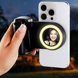 Magnetic Selfie Ring Light Phone Camera Grip Handle with Wireless Bluetooth Remote Control Portable Rechargeable LED Fill Light for Magsafe