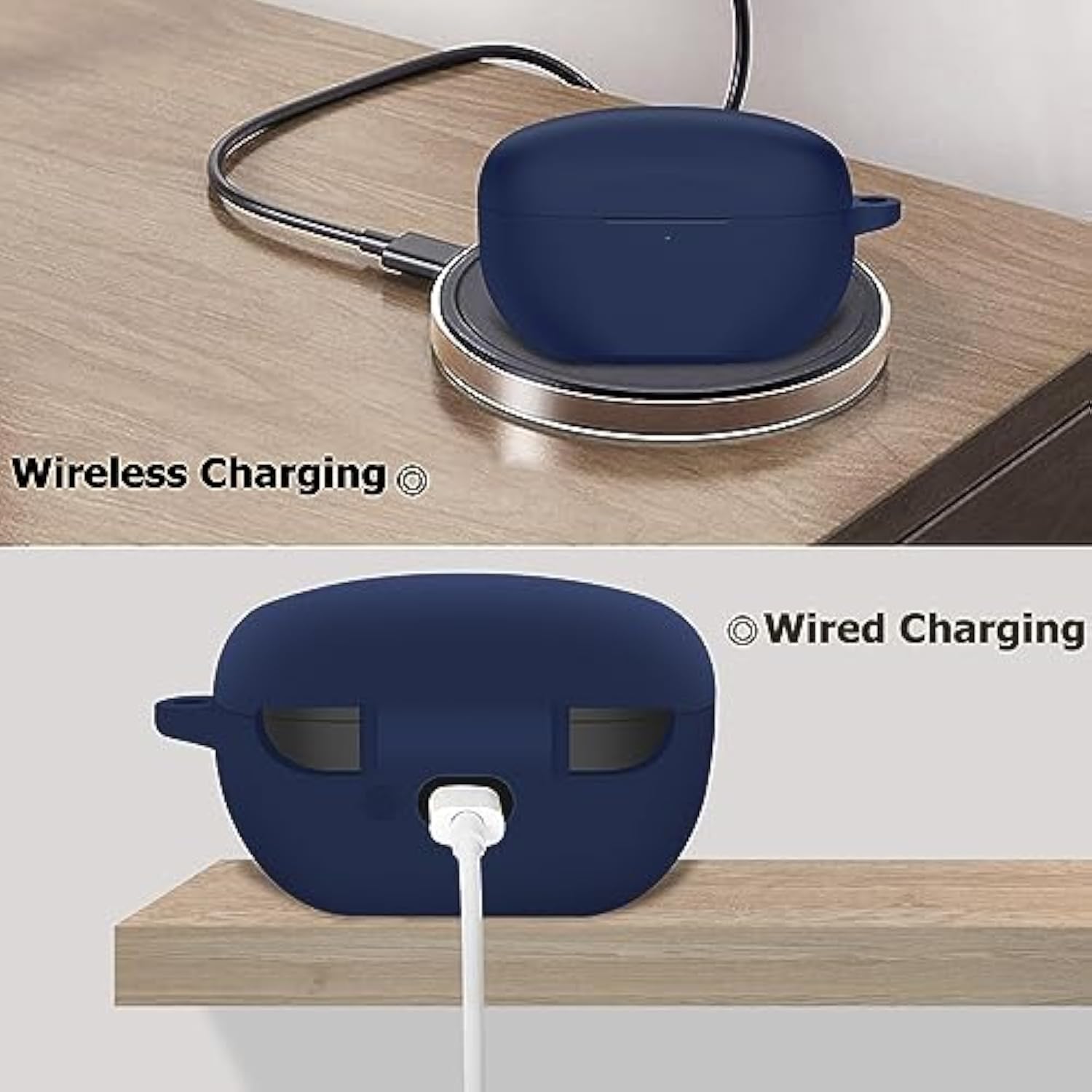 Compatible With Sony Wf-1000Xm5 Case Cover, Silicone Protective Skin Case For Sony Xm5 Wireless Earbuds, Front Led Visible (Midnight Blue)