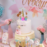 Unicorn Cake Topper,Handmade Party Cake Decoration Supplies With Multiple Eyelashes,Reuasble Gold Horn For Birthday Party,Baby Shower&Wedding…