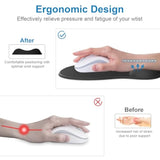Ergonomic Mouse Pad With Wrist Rest, Gel Mousepad With Wrist Support, Pain Relief, Black Mouse Wrist Rest With Non-Slip Pu Base, Computer Mouse Pad For Laptop, Desk, Gaming, Office, Home