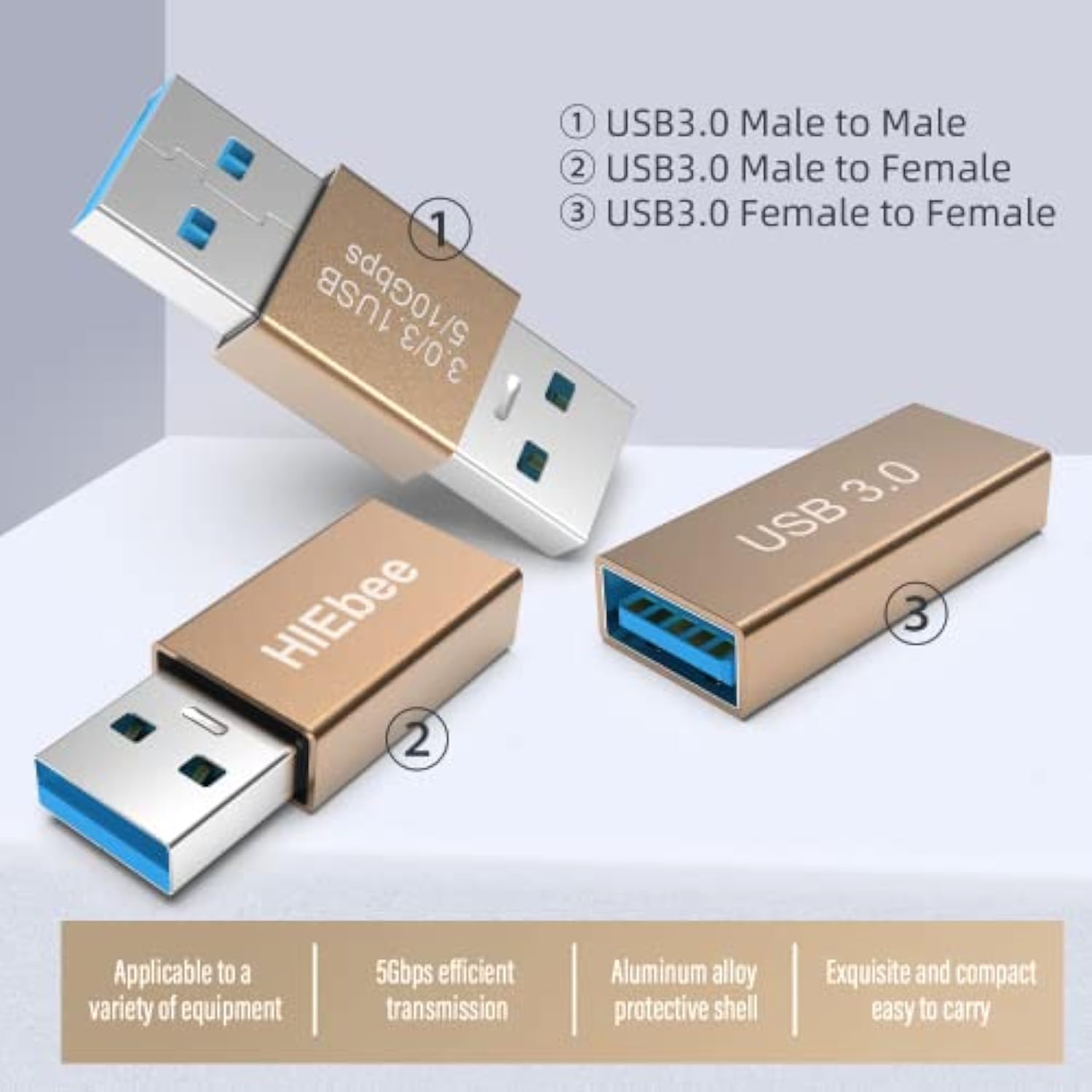3Kinds Of Usb 3.0 Apters Kit, Usb 3.0 Female To Female And Male To Male And Fe