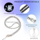 Crossbody For Phone Lanyard/Chain Water Diamond Full Diamond Chain With Clip Antilost Lanyard Universal Lanyard Suitable For Most Mobile Phones And Bags (White)