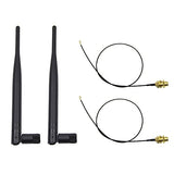 2 X 2.4Ghz 6Dbi Indoor Omni-Directional Wifi Antenna 802.11N/B/G Rp-Sma Female Connector + 2 X 20Cm/8" U.Fl/Ipex To Rp-Sma Pigtail Antenna Wifi Cable