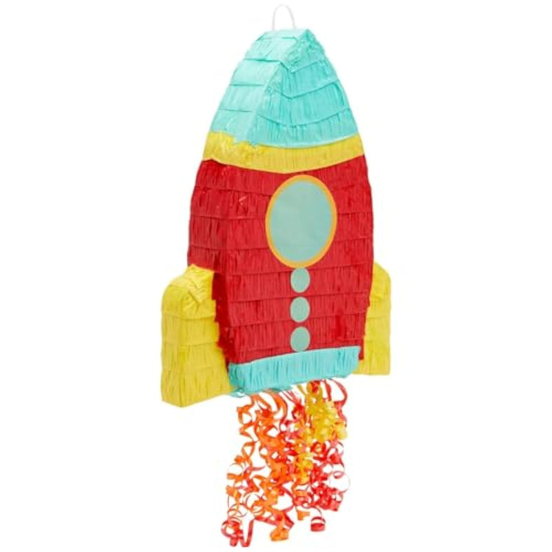 - Pull String Rocket Ship Pinata - Outer Space Party Decorations For Astronaut Themed Birthday (Small, 16.5 X 12.5 X 3 In) - Space Themed Party Decorations