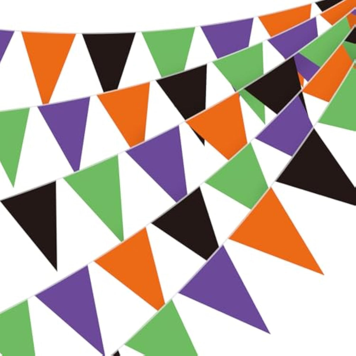 5PCS 49FT Halloween Pennant Banner Black Purple Orange Green Triangle Flags