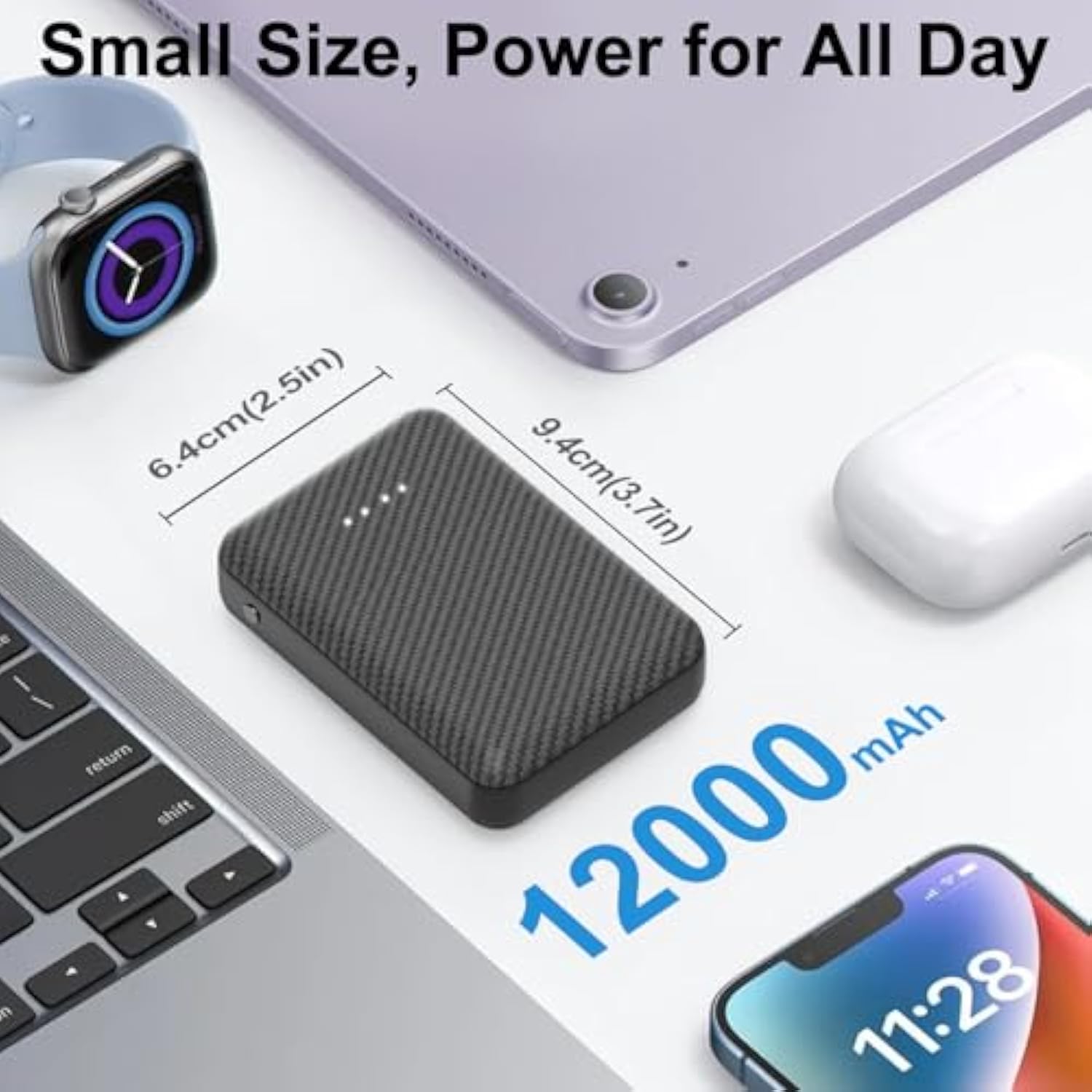 12000Mah Battery Pack For Heated Vest - 5V/2.4A Power Bank For Heated Jacket, Hoodie And Pants,Usb C Portable Charger Powerbank Compatible With Iphone Ipad Samsung Tablet Etc