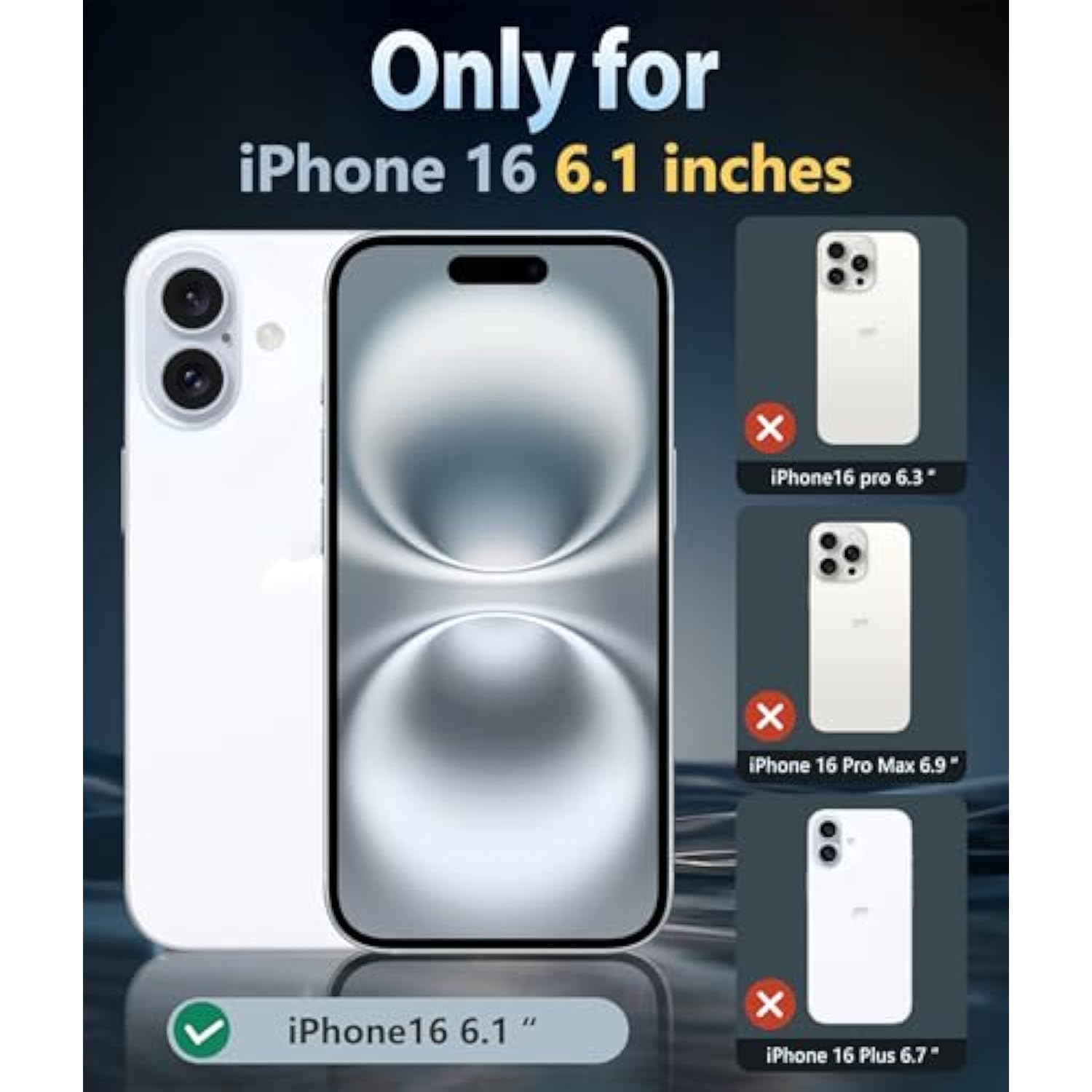 For Iphone 16 Case: Clear Magnetic Grade Drop Protection Anti Yellowing Slim Case - Rugged Shockproof Protective Transparent Cell Phone Cover(Clear)