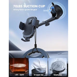 Car Phone Holder Mount [3-In-1 Military-Grade Suction Cup] 360° Rotation Phone Holders For Your Car [Metal Hook] Cell Phone Car Mount Dashboard Vent Windshield For Iphone 16 All Smartphone