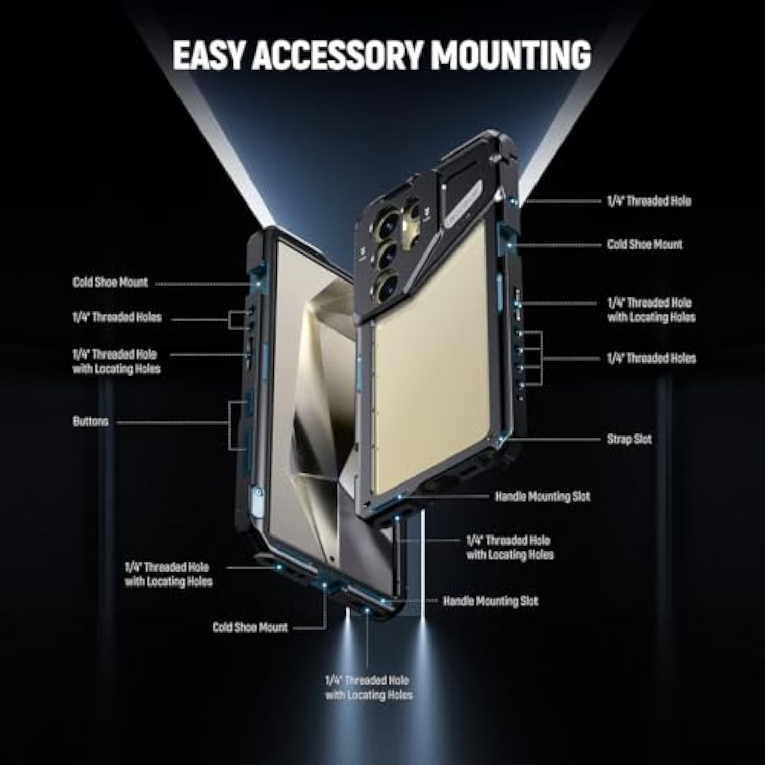 NEEWER S24 Ultra Phone Cage with 67mm Filter Adapter, 17mm Lens Backplate, T Mount Lens Adapter, Smartphone Video Rig Stabilizer Compatible with Samsung Galaxy Moment T Series Lenses, PA042