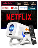 Gimbal N5 Compatible With Netflix & Auto Focus Keystone Smart Mini Projector With Wifi6 And Bluetooth, Portable Projector Native 1080P & Voice Controlled, 4K Home Movie Projector, White