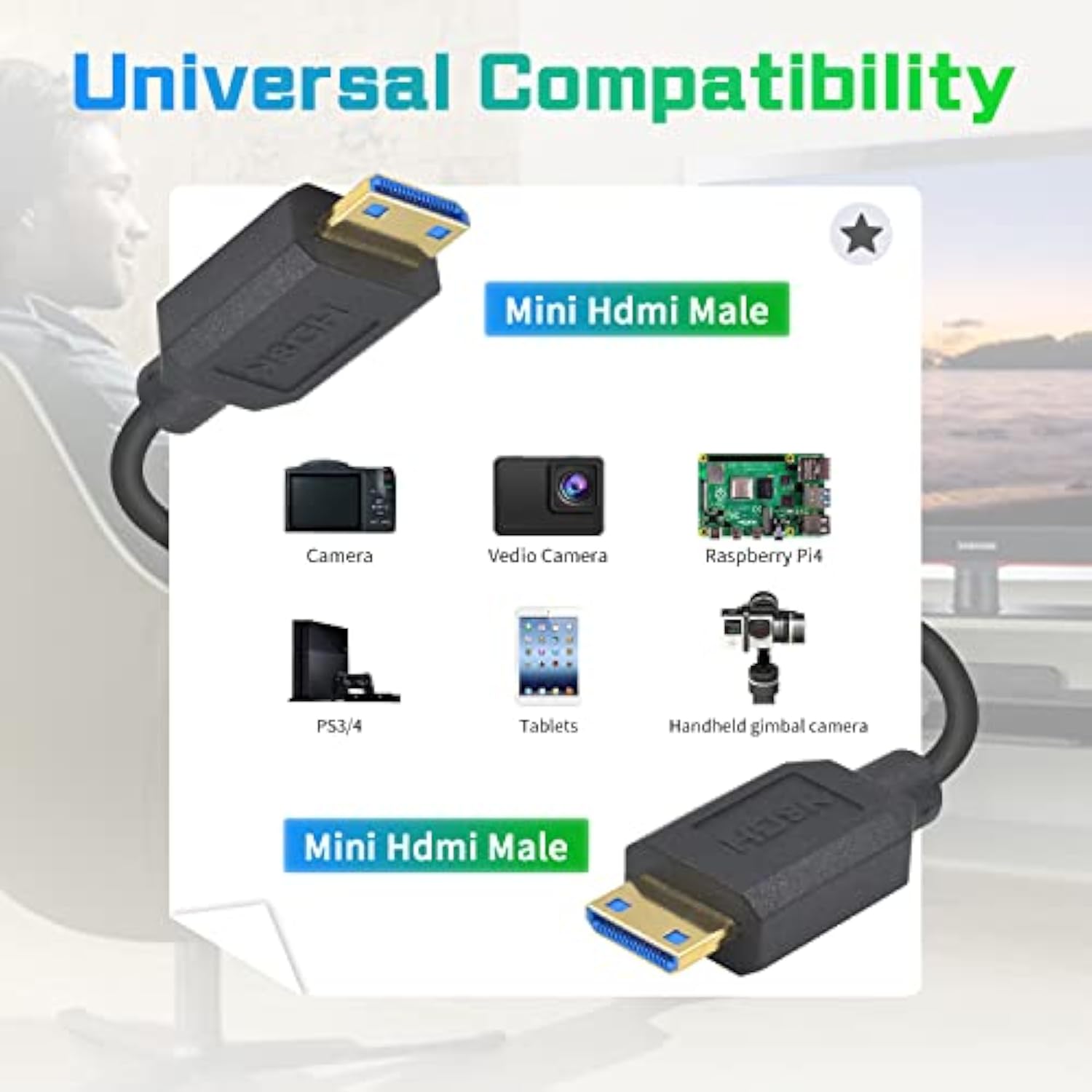 Dutttek 8K Mini Hdmi To Mini Hdmi Coiled Cable, 48Gbps Mini Hdmi 2.1 Cable, Ex