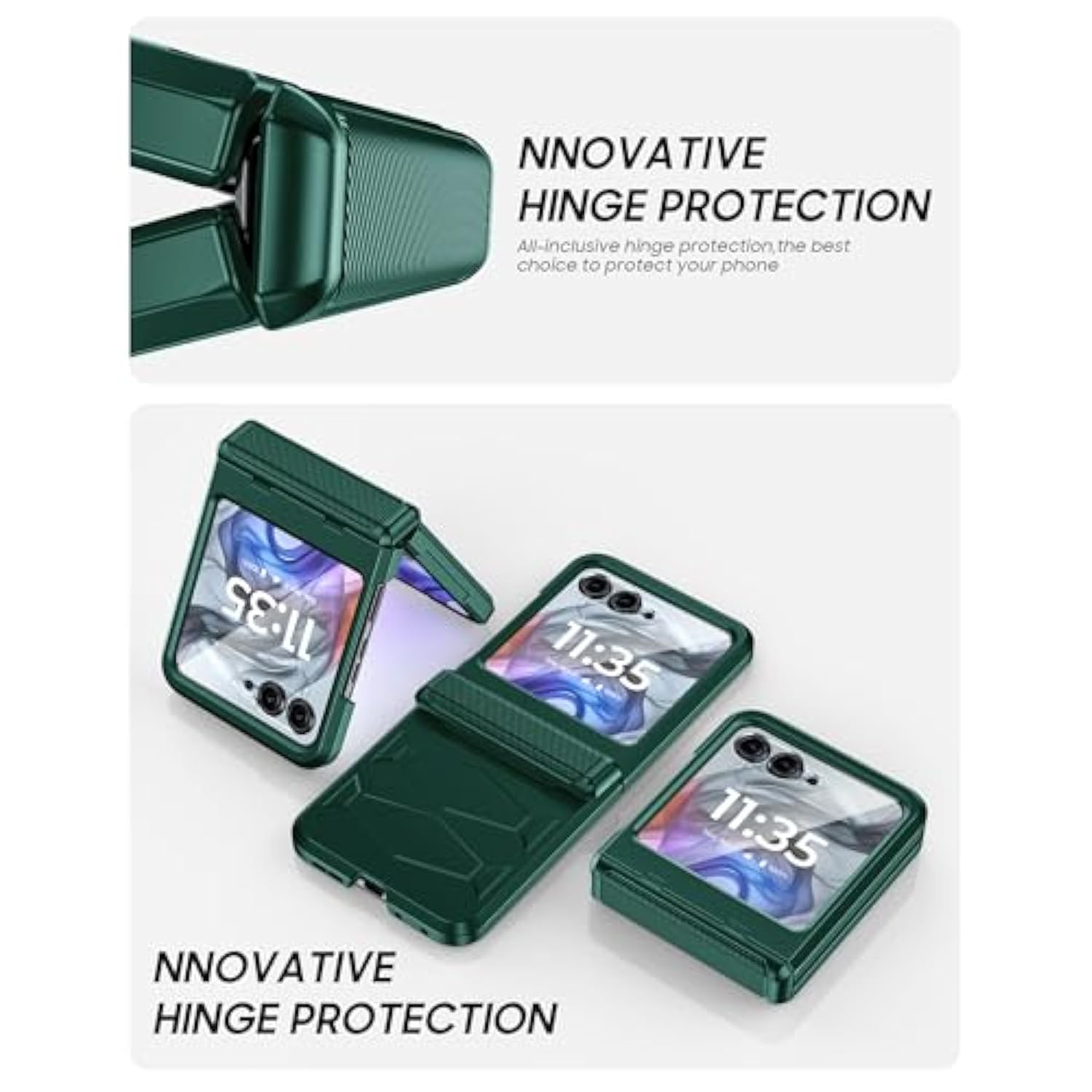 For Motorola Razr 2024 Case With Hinge Cover, Built-In Screen Protector Shockproof All-Inclusive Smartphone Cover Wireless Charging For Motorola Razr 2024(Green)