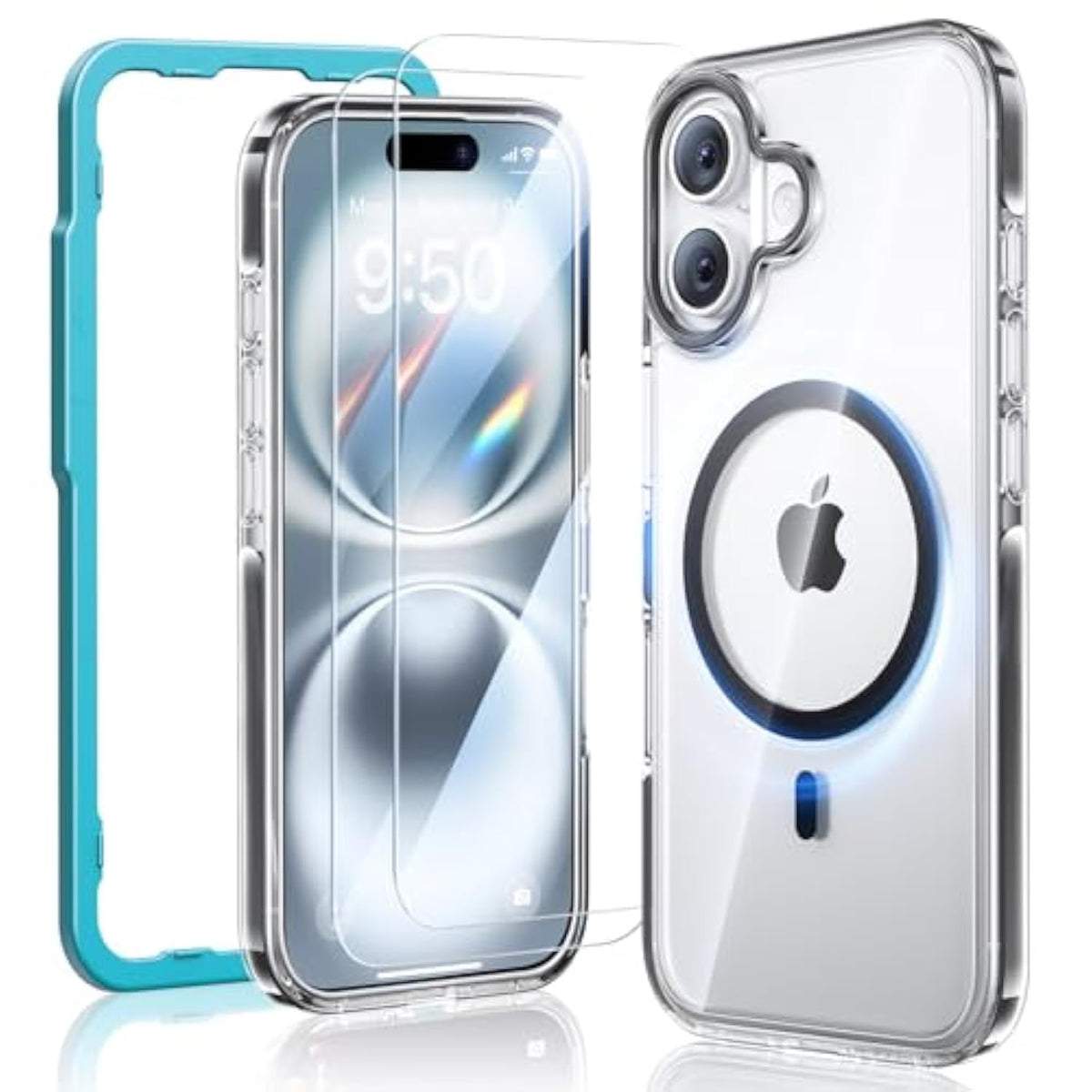 Magnetic For Iphone 16 Plus Case Magsafe With 2 Pack Screen Protector, Alignment Frame [Military Grade Drop Protection], Strong Magnetic Case, Non-Yellowing, Stay Original?Black