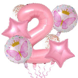 8PCS Butterfly Balloons 2nd Birthday Decorations Pink Fairy Party Supplies Set