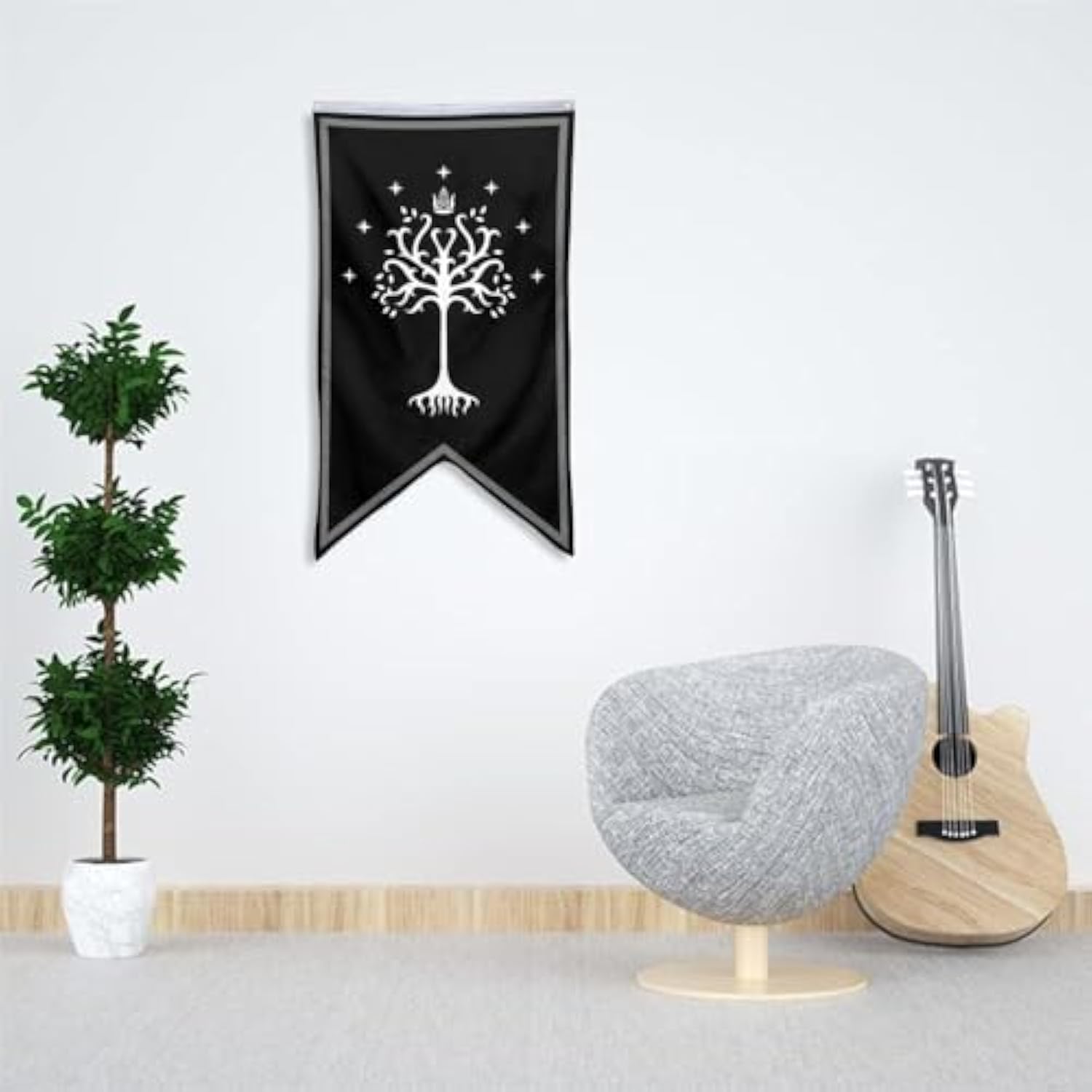 Gondor Flag Tree Of Gondor Banner Flag Flag Banner Man Cave Bed Room Home Office Party Decor 30X50 Inch (Black)