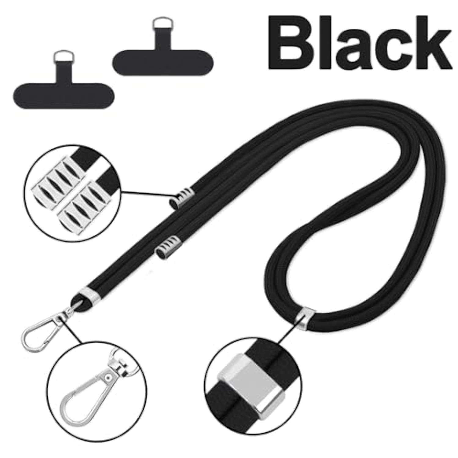 Cell Phone Lanyard, Universal 2× Phone Crossbody Lanyard For Women, 2× Wrist Phone Strap And 4× Upgraded Connectors Compatible With Most Phones (Black Black)