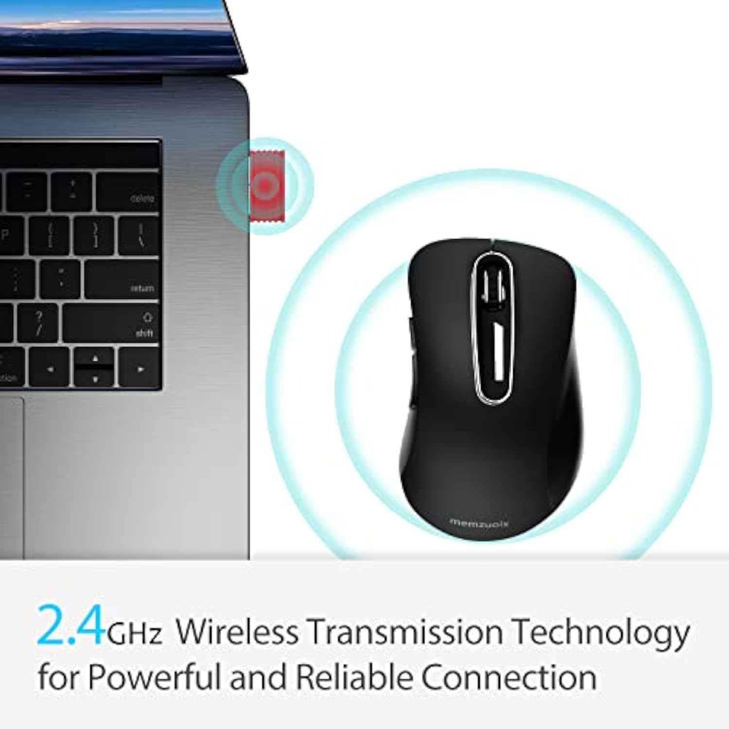 2.4G Wireless Mouse, 1400 Dpi Computer Mouse With Usb Receiver, Portable Wireless Usb Mice Battery Powered Cordless Mice For Laptop, Pc, Desktop, 5 Buttons (Black)