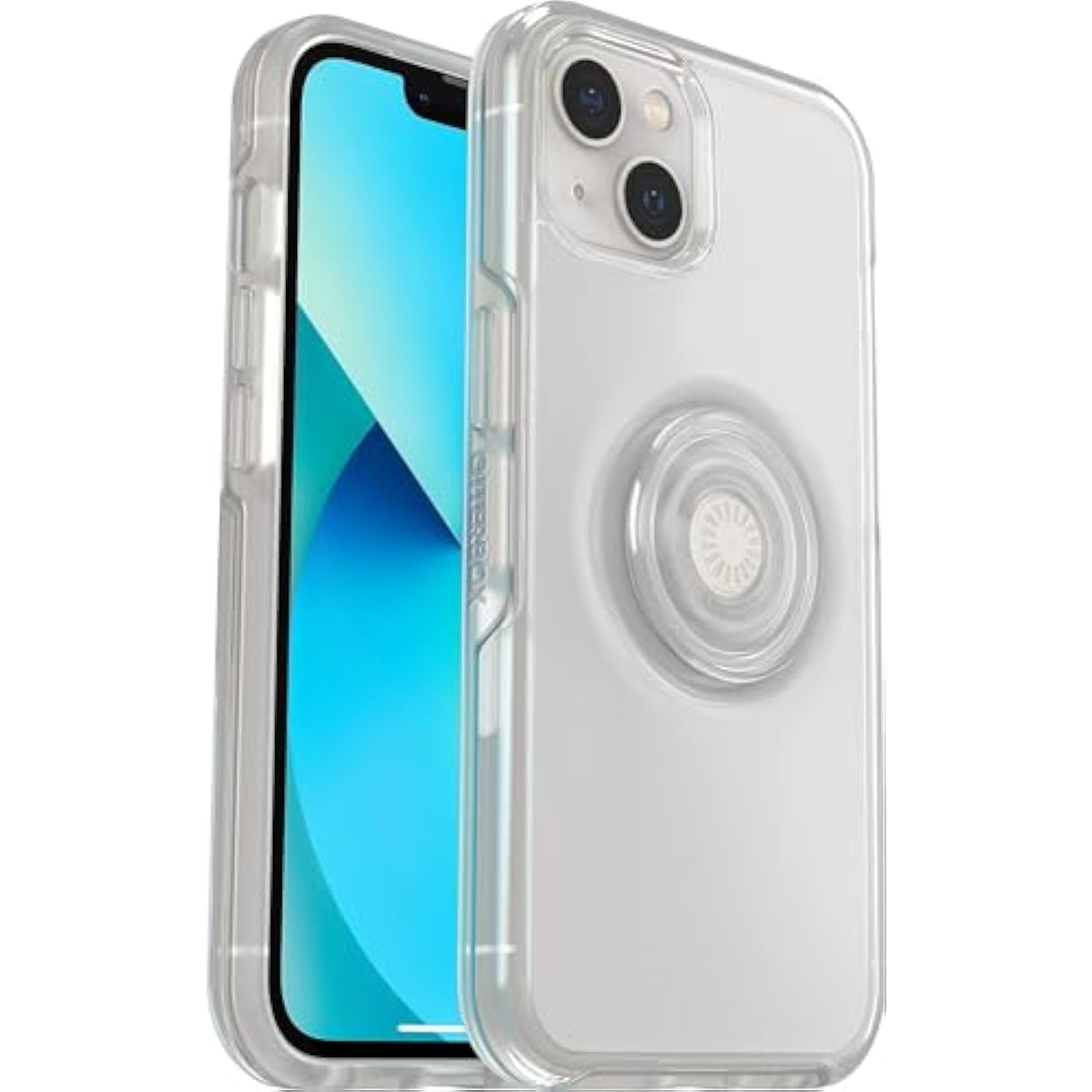 OtterBox iPhone 13 Otter + Pop Symmetry Series Clear Case - Clear POP (Clear), Integrated PopSockets PopGrip, Slim, Pocket-Friendly, Raised Edges Protect Camera & Screen