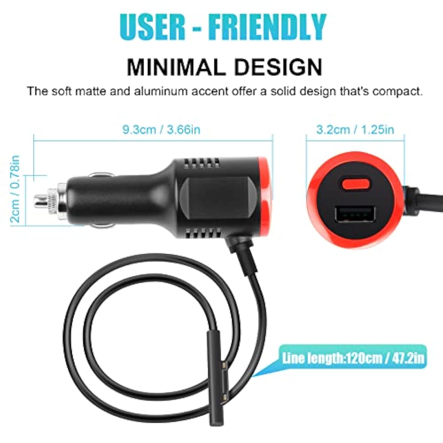 42W 12V 2.58A Surface Car Charger, Power Supply For Microsoft Surface Pro 3/Pr