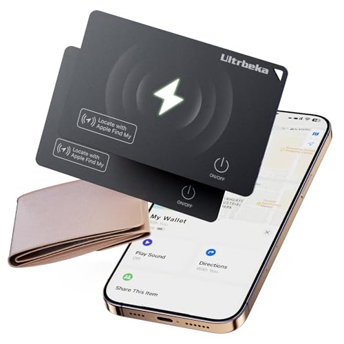 Wallet Tracker Slim Card 0.094In Bluetooth Tracker For Passport, Wallet, Work With Apple Find My App, Wireless Charging, Card Locator- Ios Only [Apple Mfi Certified] - 2Pcs In 1 Box