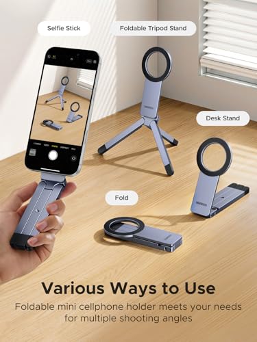 UGREEN for Magsafe Tripod 360° Rotating Adjustable Magnetic Phone Stand for 1/4'' Screw Port Compatibility with iPhone 17 16 15 14 13 12 Pro Max Air,