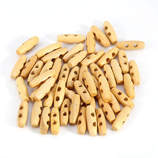2 Holes Wooden Buttons Horn Toggle Sewing Buttons Horn Tooth Shape Kni