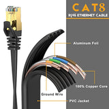 Cat 7 Ethernet Cable 100 Ft High Speed, Shielded Flat Internet Cable With Clip