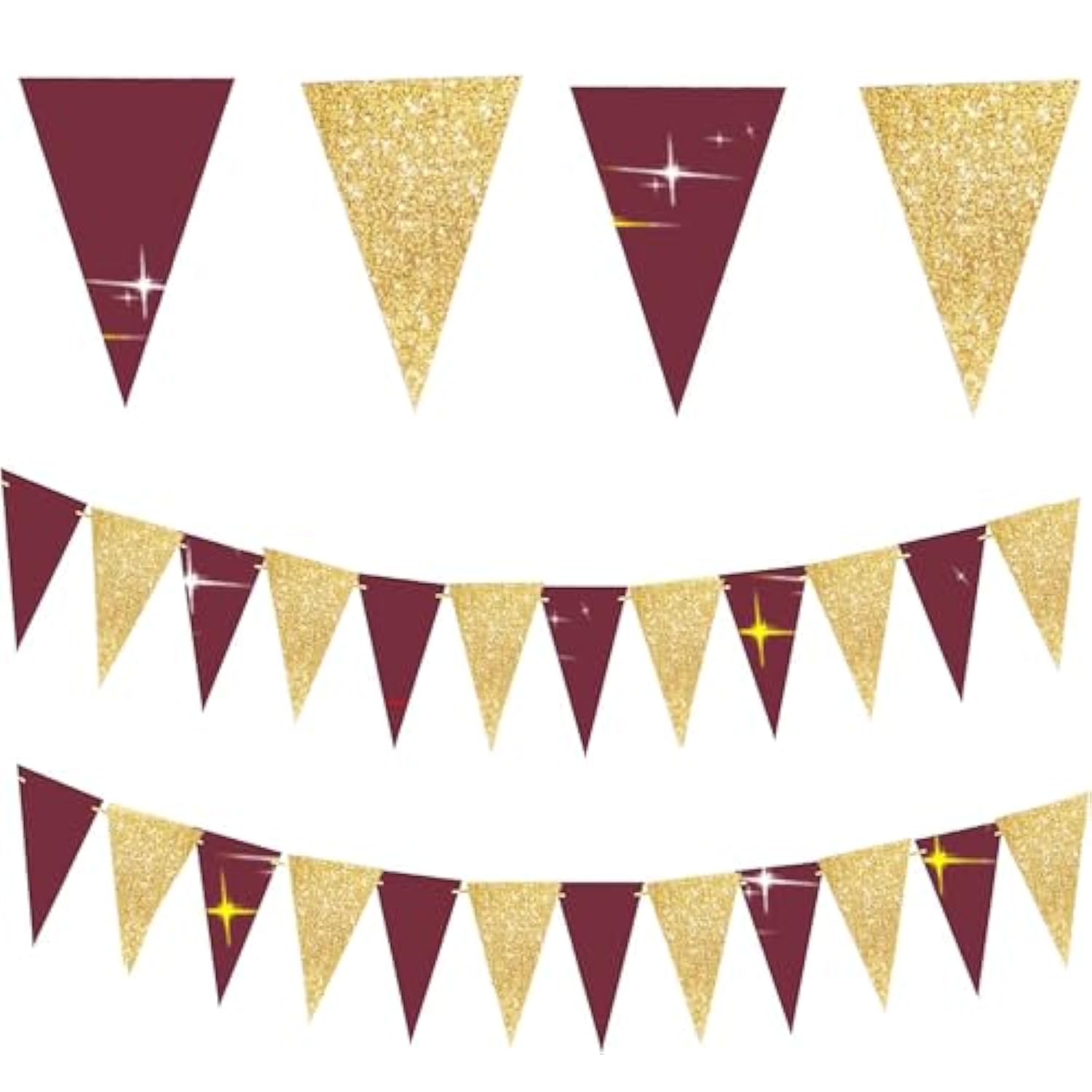 Graduation Decorations Maroon Gold 2025/Fall Bridal Shower/Burgundy Gold Graduation Party Decorations 2025/Burgundy Birthday Party Decor For Women 2Pcs Triangle Banners