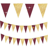 Graduation Decorations Maroon Gold 2025/Fall Bridal Shower/Burgundy Gold Graduation Party Decorations 2025/Burgundy Birthday Party Decor For Women 2Pcs Triangle Banners