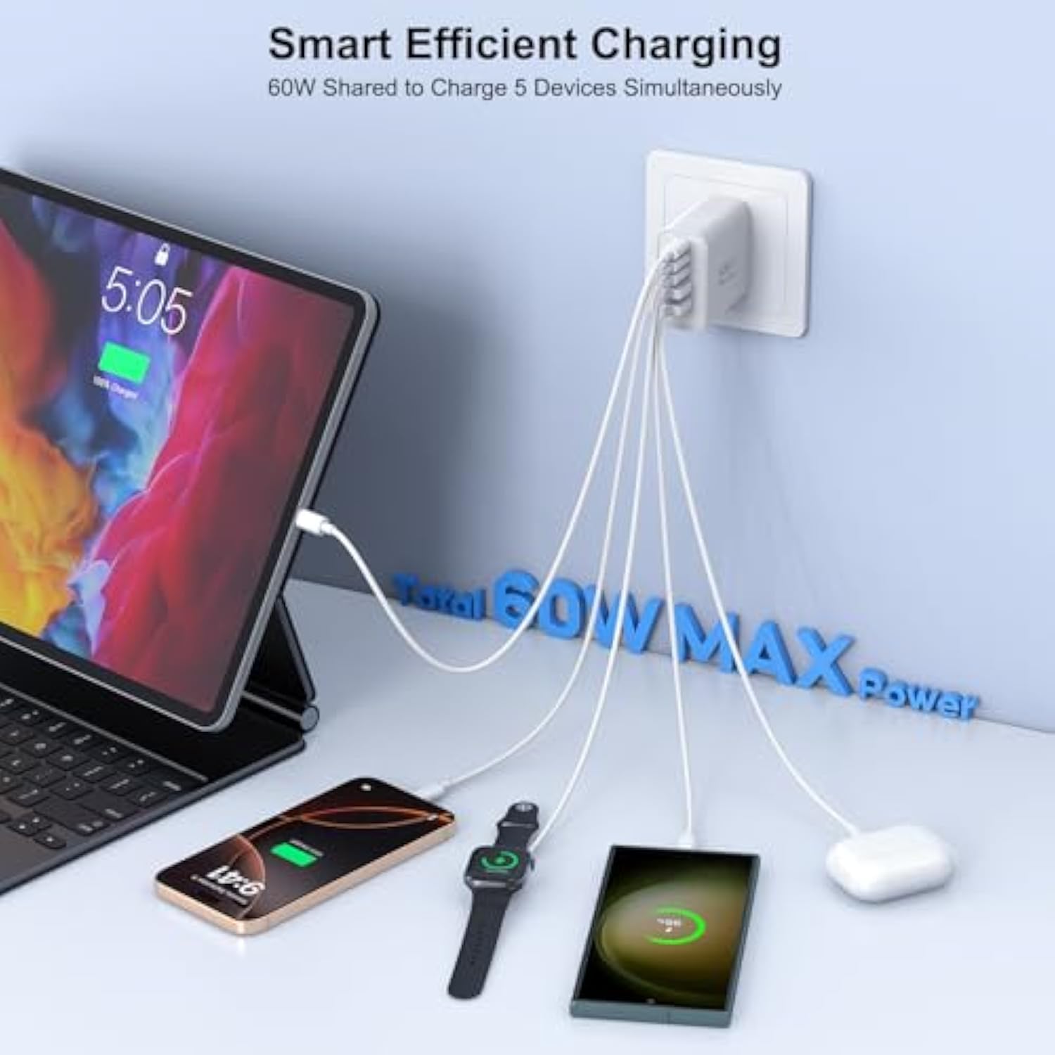 3-Pack Apple Charger Fast Charging,Pd 60W 5 In 1 Multiport Usb C Wall Charger Block Fast Charging, Iphone 16 Plug Wall Cube Quick Charge For Iphone16/16E/16 Pro/15Pro Max/14/13/12/11/Xs/Xr/Se2022,Ipad