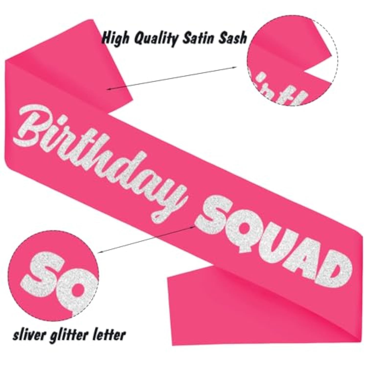 7 Pcs Birthday Girl Sash And Squad Sashes Set, Birthday Girl Sash Funny Party Favors Decorations For Women Sweet 16 18Th 21St 25Th 30Th 40Th 50Th Or Other Bday(White+Hot Pink)