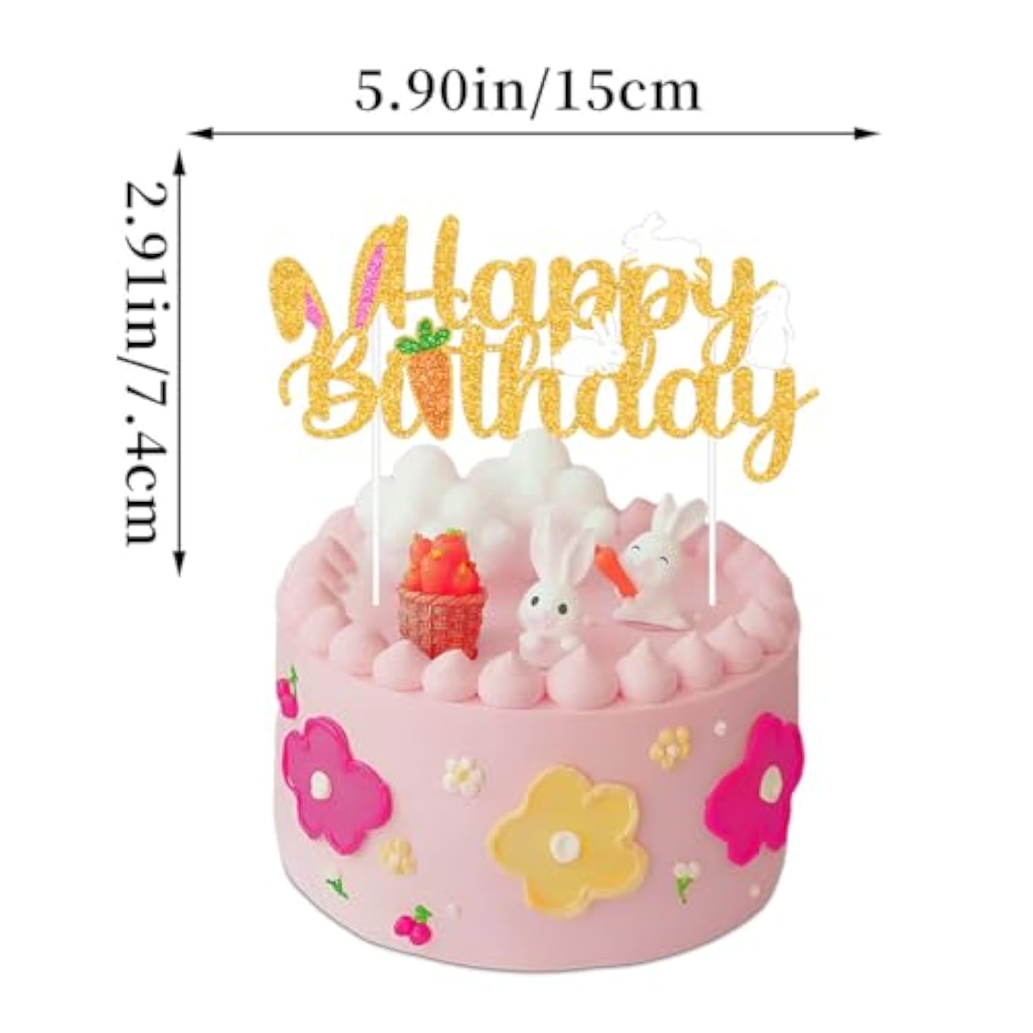 Bunny Birthday Decorations Easter Bday Kit Rabbit Theme Happy Birthday Banner Cake Topper Pink Gold White Latex Balloons For Children Girl 1St 2Nd Bday Happy Easter Festival